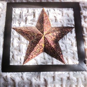 Framed metal star. Rustic look! Wall art